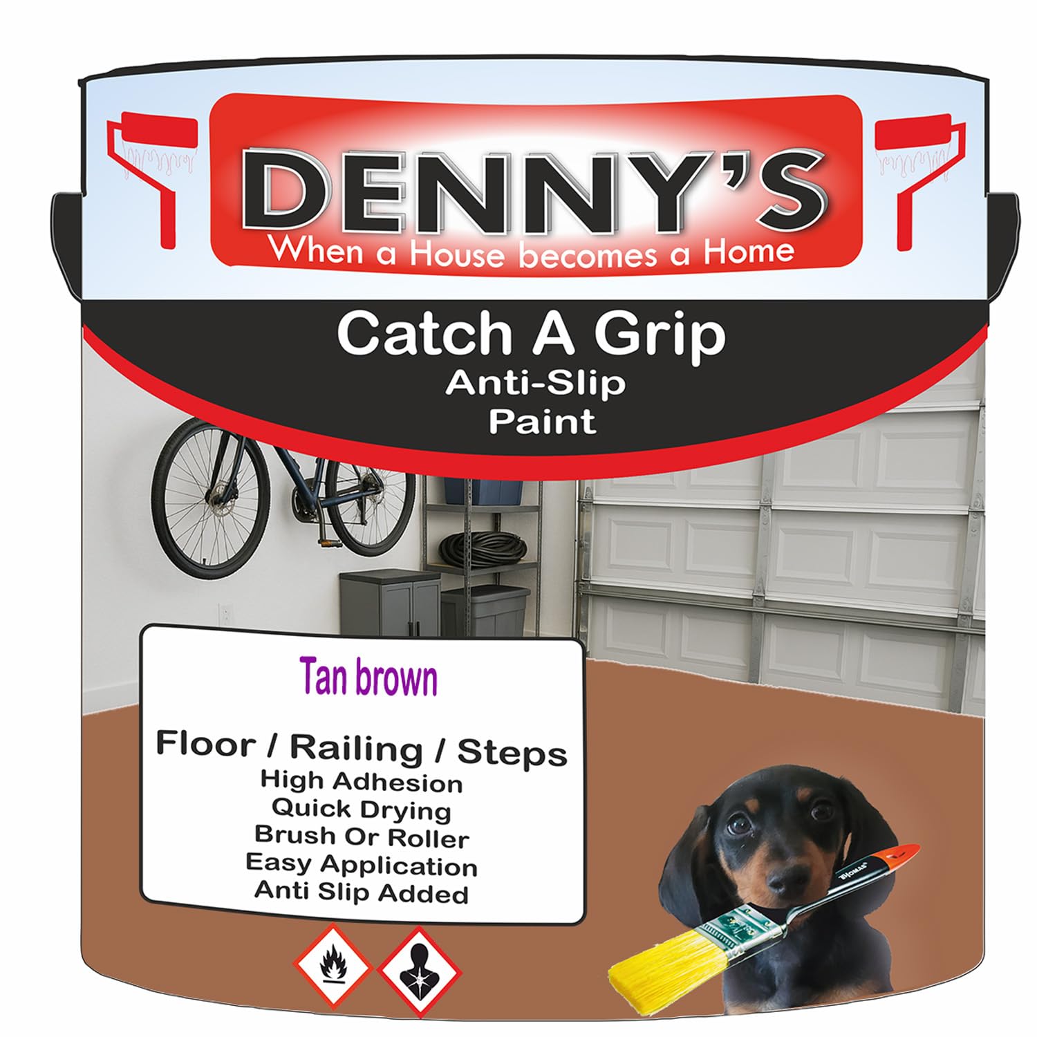 SCOOBYS PAINTS BACK IN THE MIX Catch A Grip Anti Slip Floor Paint – Non Slip Coating for Steps, Railings & Garages – 170 Colours, High Adhesion, Quick Dry, Multiple Sizes (Tan brown, 2.5 Litre Tin)