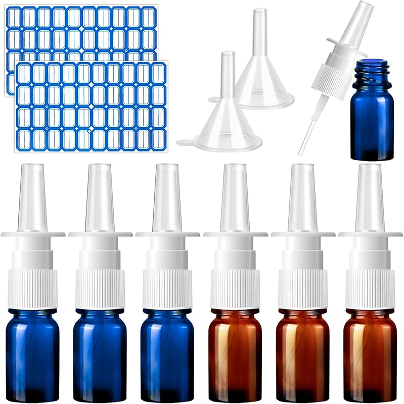 Frascos de spray de vidro ZHWKMYP, 5 mL, com funis e etiquetas, pacote com 10 unidades