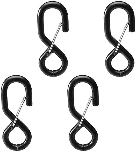 US Cargo Control Gancho en S recubierto de vinilo negro resistente con cierre - Paquete de 4