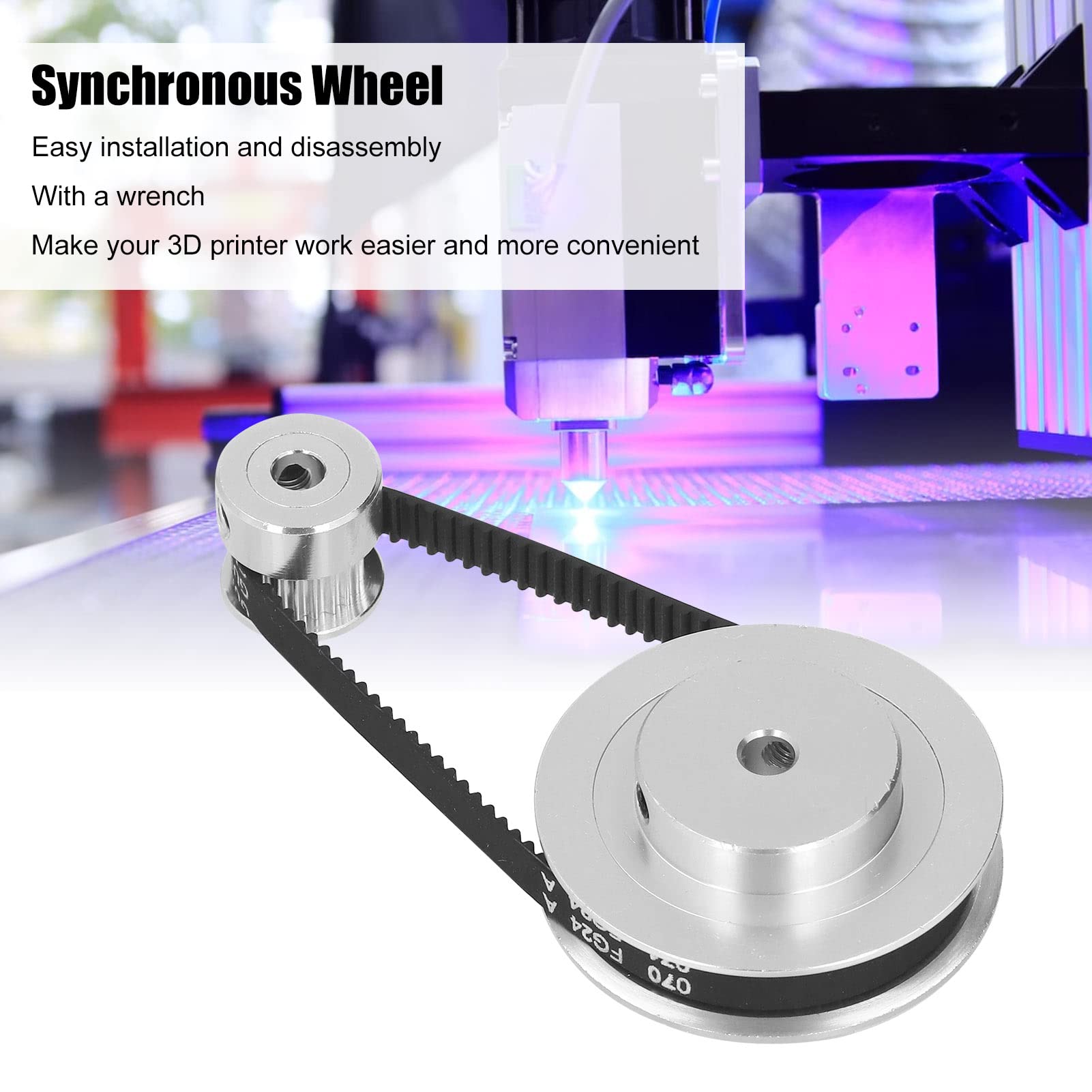 Set Ruote Sincrone GT2 Per Stampante 3D - 20 E 60 Denti, Cinghia 200mm X 6mm, 2 Set Completi - Foto 7