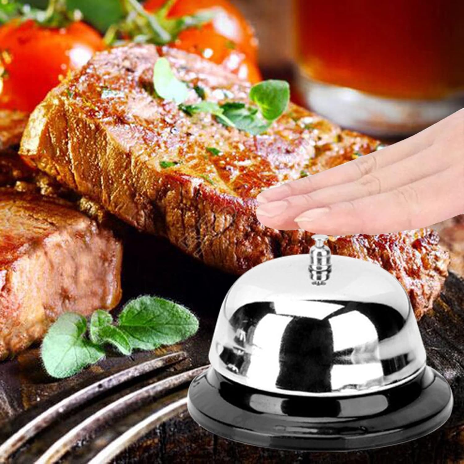 convinced8 Mini Call Bell, 3.34in Diameter with Metal Anti-Rust Construction, Durable, Service Bell Dinner Desk Bell for Kitchen Restaurants Bar Hotels Schools, Kitchen Summoning Bell : Office Products