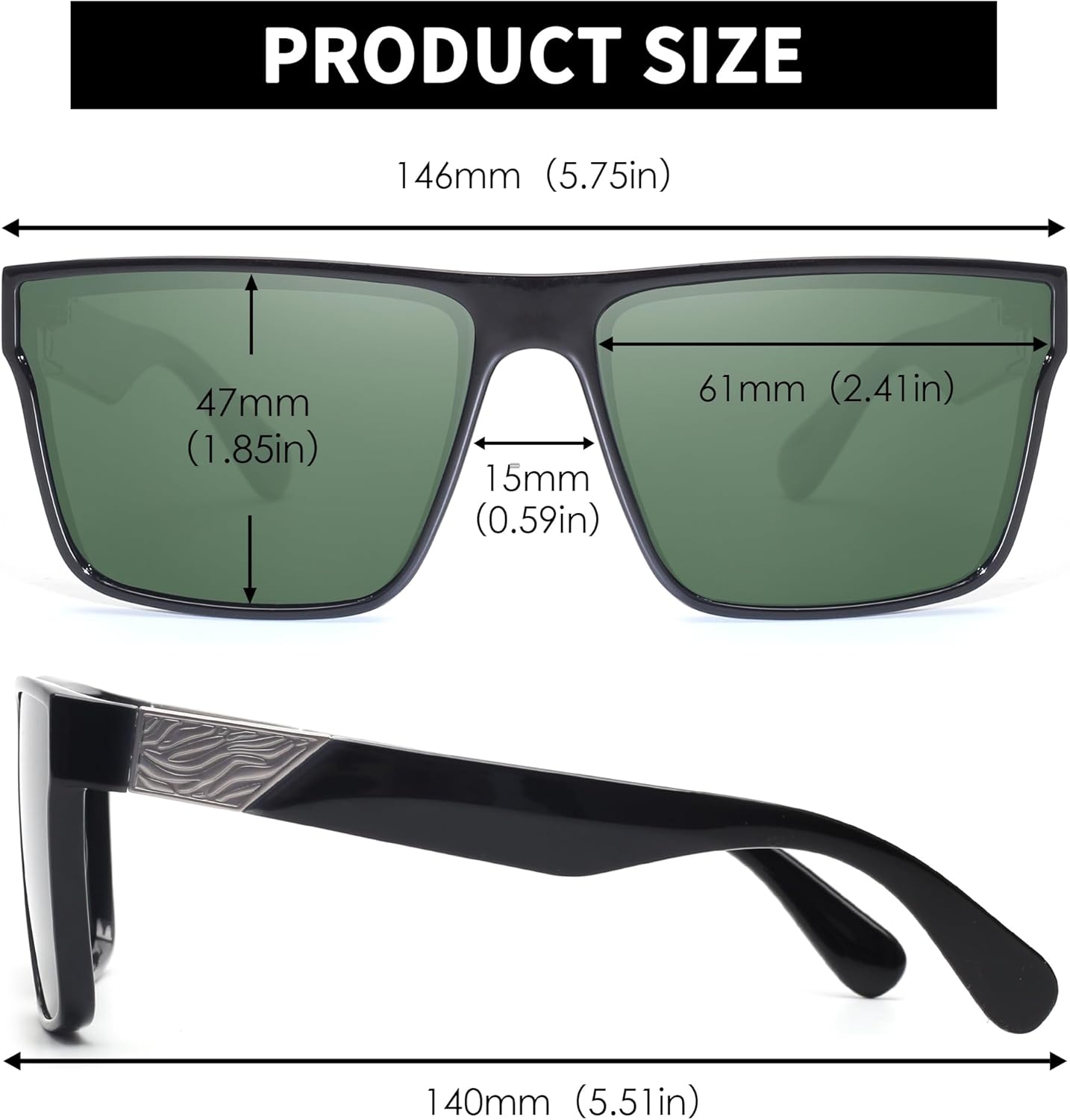 JIM HALO Retro Polarized Sunglasses Men Women Flat Top Square UV400 Glasses for Driving Fishing Hiking Golfing