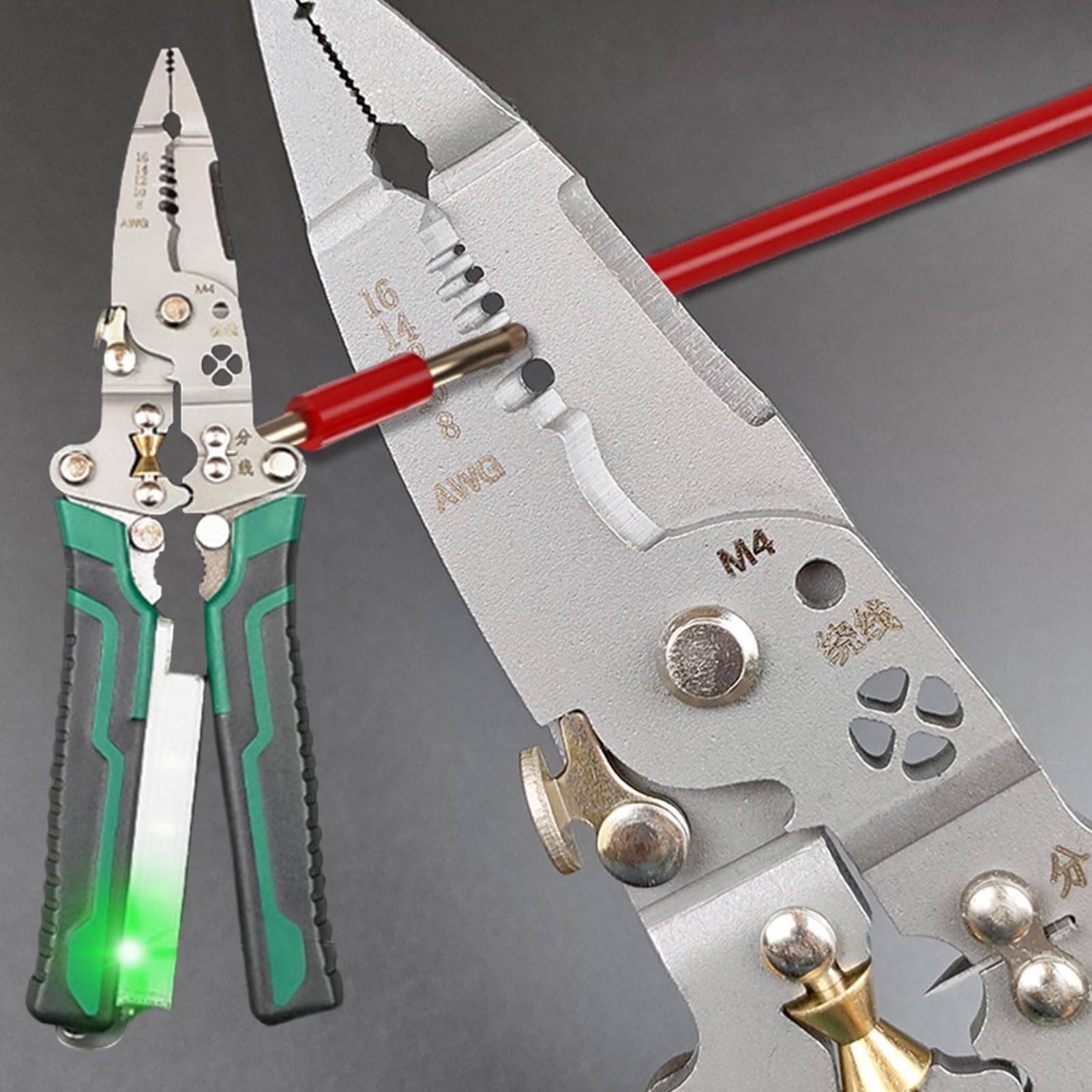 Pinza spelafili, tronchese e crimpatrice per terminali con Impugnatura ergonomica per elettricisti, Manutenzione Industriale e bricolage.