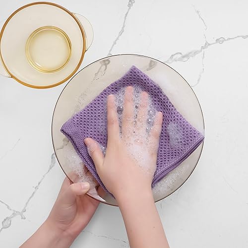 Miniatura 512 de Homaxy Trapo de cocina de 100% algodón, tejido de punto gofre, ultrasuaves, absorbentes, de secado rápido, para limpiar, 13 x 28 pulgadas, paquete