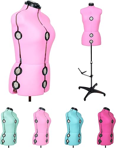 BHD BEAUTY Rosa 13 Dials Maniquí femenino de tela ajustable para costura, torso de maniquí con soporte de trípode, hasta 70" de altura desde el
