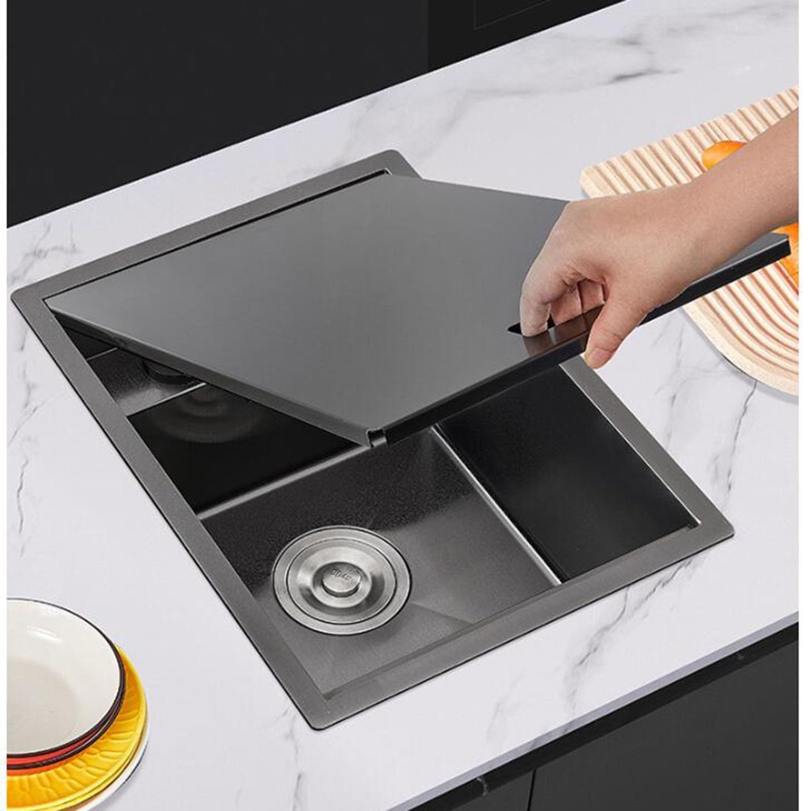 Bricolaje Fregadero Oculto Para Cocina Con Barra RV Fregadero Pequeño Acero Inoxidable Con Tapa Grifo Elevable Sifón Lavabo Lavar Las Manos Y Las Verduras Al Aire Libre Tipo Estudio Balcón herramienta