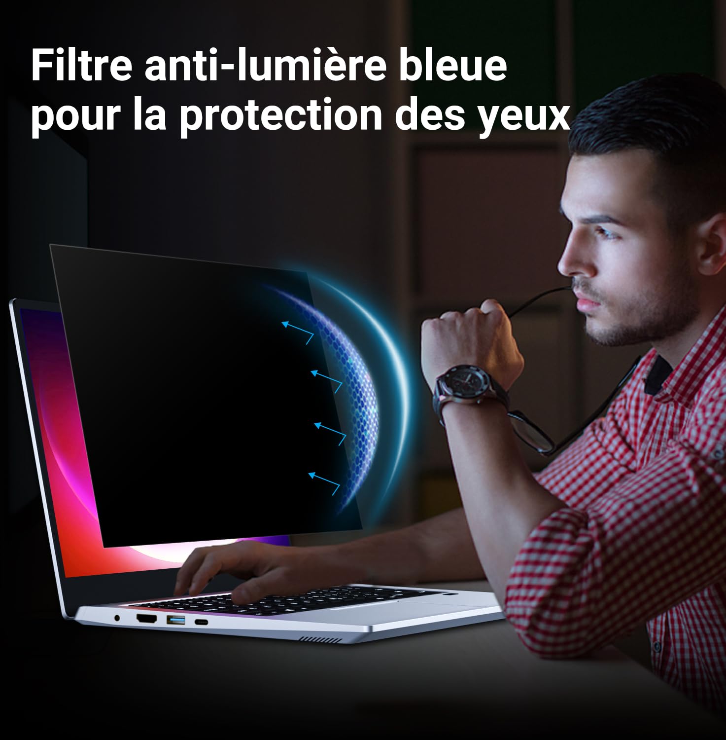 360° 15.6 Pouces Filtre de Confidentialité 16:9,New 2025 Protection Ecran Anti-Espion Anti-Reflet,Laptop Privacy Screen Protector Compatible avec Lenovo/Dell/HP/Asus/Samsung/Acer/ThinkPad