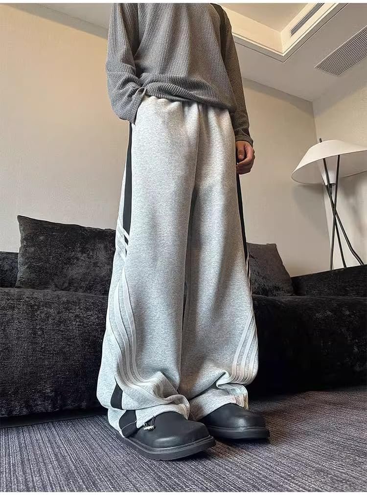 Baggy Sweatpants Men Striped Wide Leg Track Pants Women Cotton Elastic Waist Loose Fit Cargo Joggers - Image 4