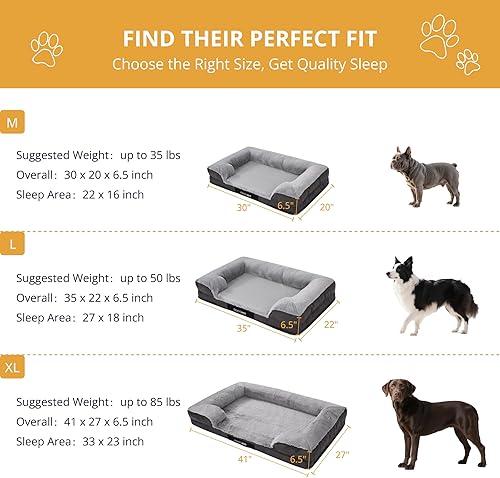 Miniatura 7 de EGOHOME Cama ortopédica duradera para perros grandes, cama para mascotas de espuma viscoelástica con lados, antideslizante y jaula de huevos de