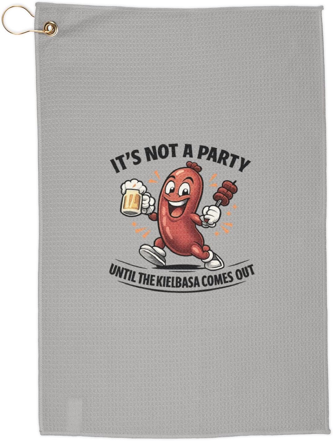 Its Not a Party Until The Kielbasa Comes Out Golf Towel | Polish Pride Heritage Golf Towel with Crest