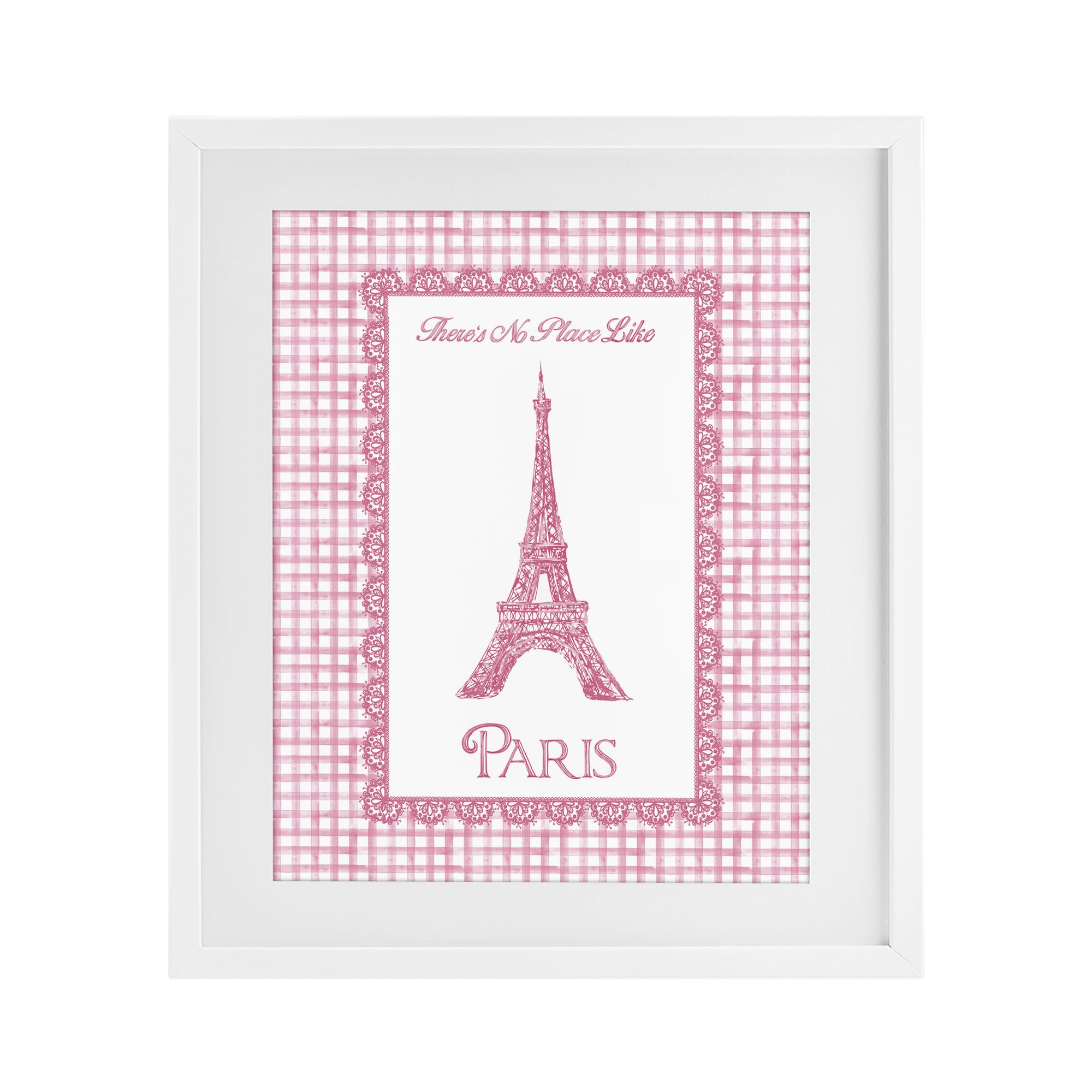 Paris Love Typography Plaid, 17 x 21 Inch Framed Print Under Glass