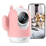 Pet Camera, 2K Indoor Security Camera, 360° Dog Cameras with Phone App, Video Monitor One-Touch Call, AI Motion Detection & Tracking, IR Night Vision, Cloud/SD Card Storage, 2.4GHz Wi-Fi, Pink