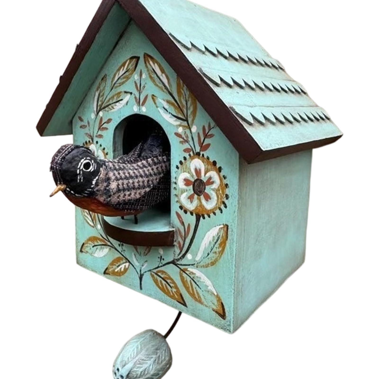 Msioytog Dynamic Handcrafted Wooden Birdhouse Wall Art Decors with Gentle Kinetics Motion Moving Bird Creating Calming Shadows Colorful Birdhouse Wall Art Decors