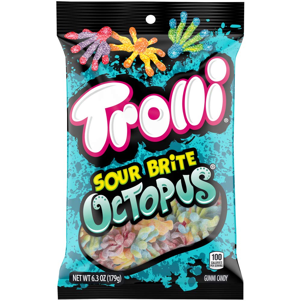 Trolli Sour Brite Octopus, Sour Gummy Candy, 6.3 Ounce
