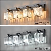 Vista 3 de Modern Bathroom Vanity Light 4-Lights Modern Black Crystal Wall Light Bathroom Vanity Light Fixtures Black Straight