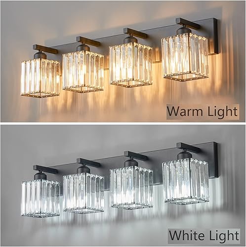 Miniatura 3 de FDPBY Moderna lámpara de tocador de baño 4 luces moderna de cristal negro para pared de baño