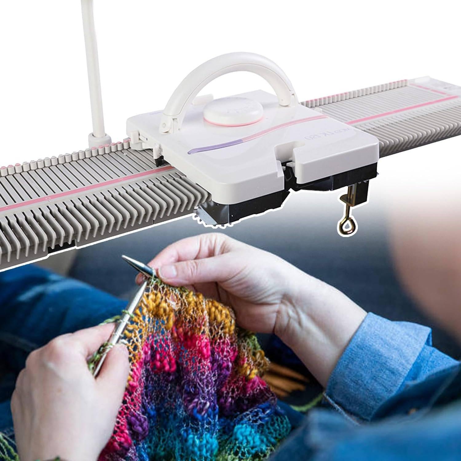 WYBYYDS Semi Automatic Knitting Machine, 150 Needles/6.5mm Medium Gauge Knitting Machine, Household Weaving Scarf Hat Knitting Machine ‎118x36x12 cm