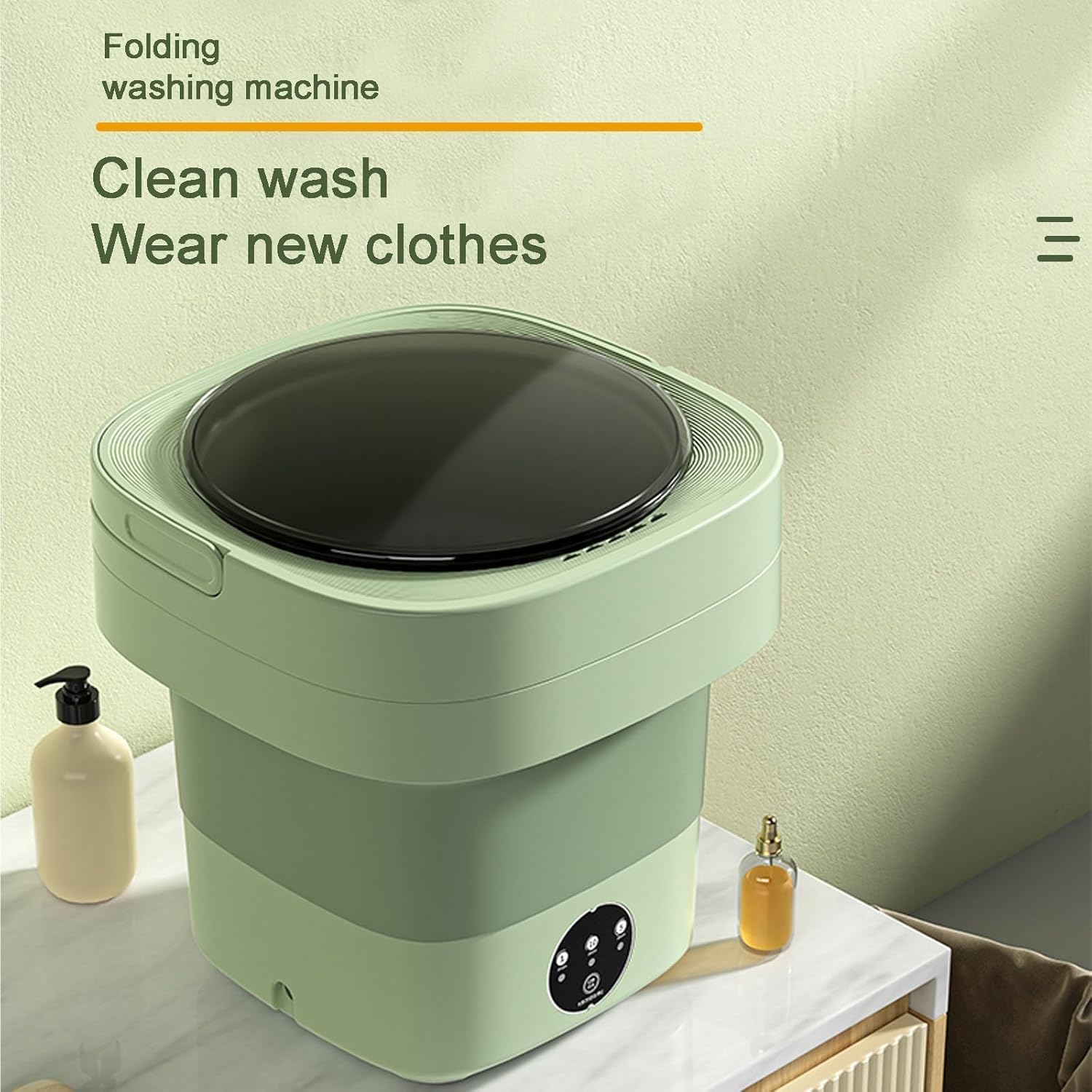 13L Portable Mini Washing Machine for Baby Clothes, Underwear & Small Items - Compact & Foldable for RVs, Apartments, Dorms & Camping - Eco-Friendly (Green/Purple)