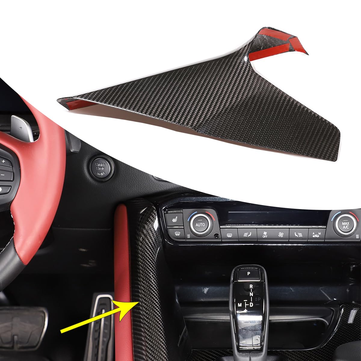RURZTDAKMRURZTDAKM Car Center Console Gear Shift Side Panel Decoration,Real Carbon Fiber Trim,Fit for Toyota Supra 2019-2022 MK5 A90 A91,Auto Interior Accessories (Black Carbon Fiber)