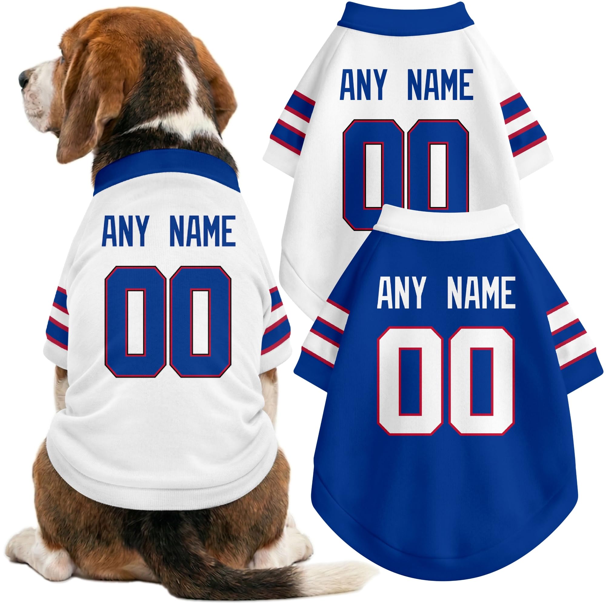 Buffalo Dog Clothes Jersey Style Custom Pet T Shirt with Personalized Name Number for Small Medium Large Dogs