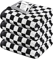 Vista 1 de Juego de 4 toallas de mano para baño, algodón suave y absorbente, juego decorativo, lindas toallas de baño en blanco y negro, 13 x 29 pulgadas