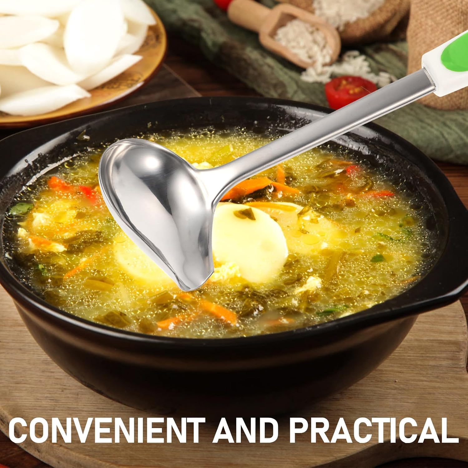 Xmas Sauce Spoon Stainless Steel PP Anti Slip Gravy Ladle