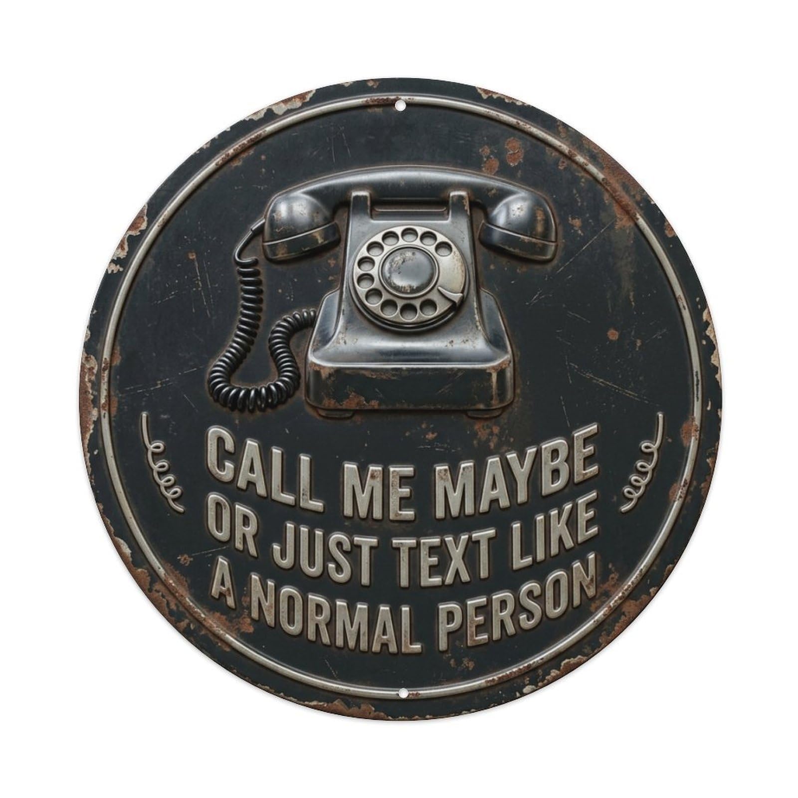 Rotary Dial Phone Entryway Vintage Metal Tin Sign Plaque Wall Decor for Cafe, Club Bar, Office, Garden Metal Poster 8x8Inch