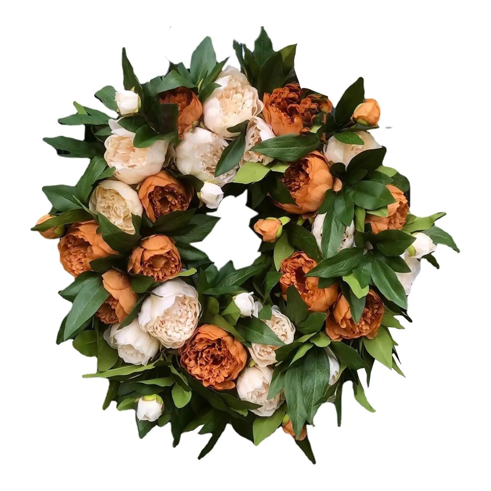 Door Wreath Spring Door Wreath Peony Silk Flowers Large Garland Green Leaves Welcome Sign For Party Home Summer Holiday Décor