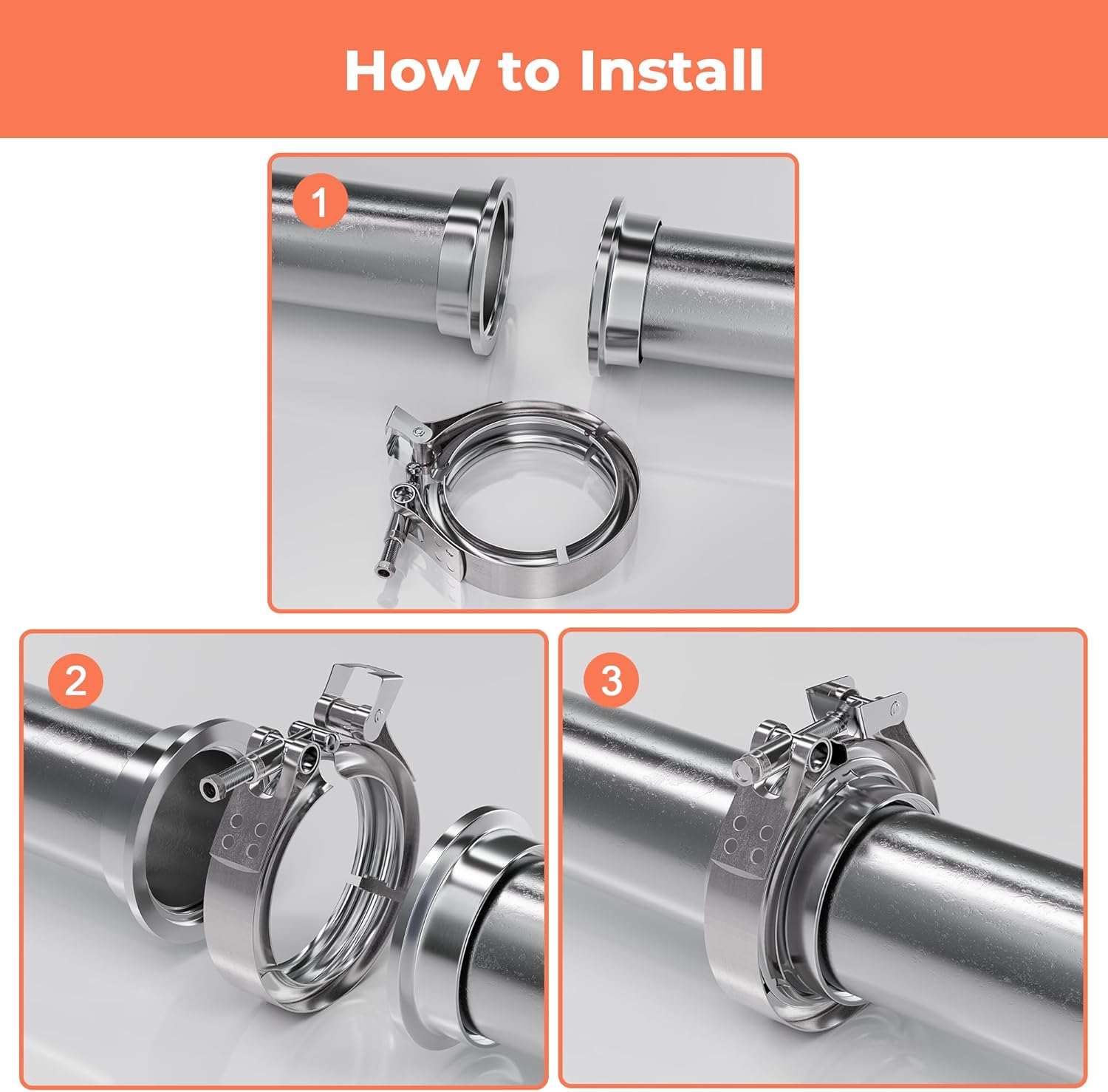 4.5 Inch Quick Release V Band Clamp-Stainless Steel_304,Clamp Fittings for Exhaust Pipe Flanges 1 Pack