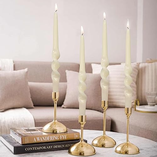 Miniatura 5 de Velas cónicas en espiral sin perfume hechas a mano, velas torcidas blancas para boda, cena, fiesta en el hogar, decoración del hogar