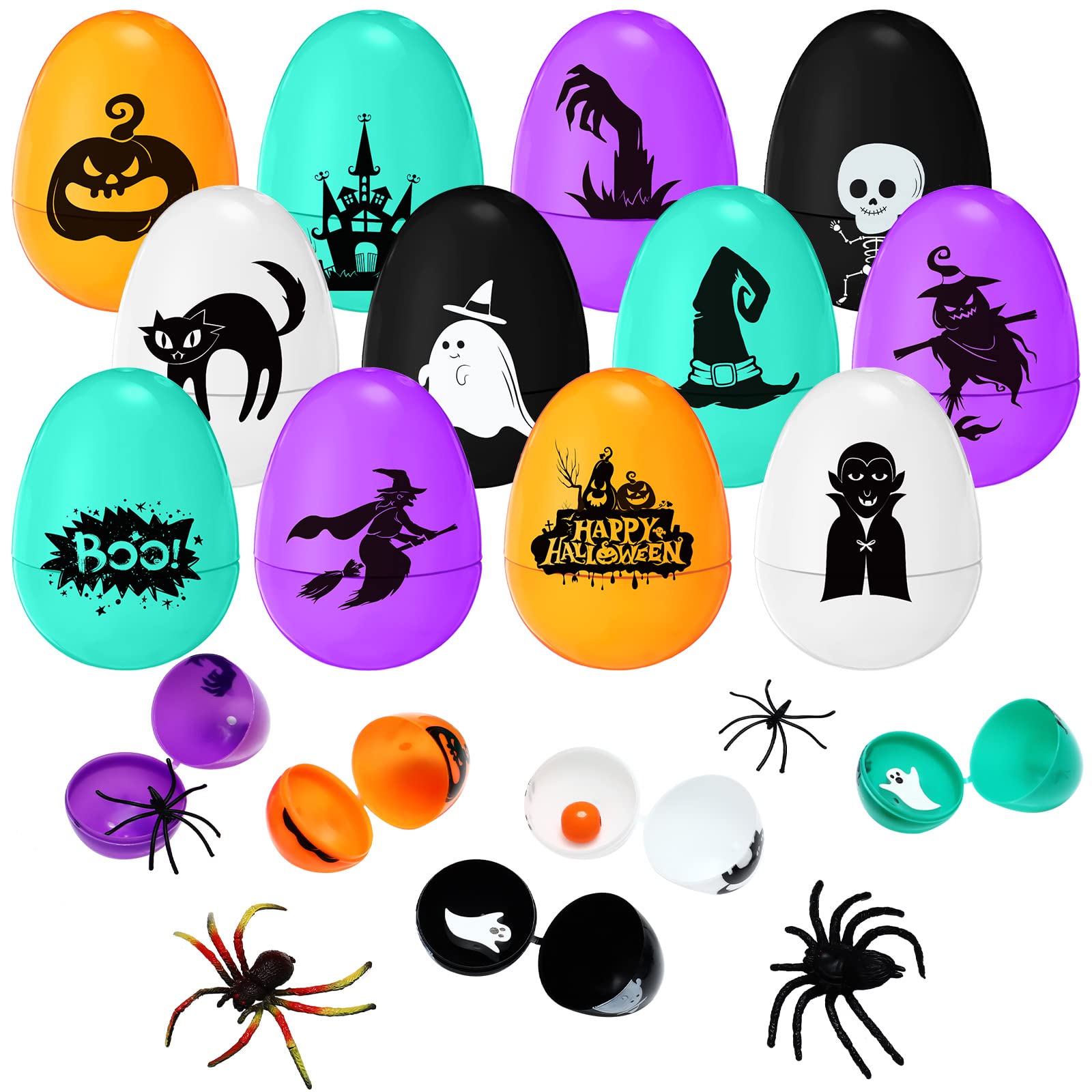 100 Pieces Halloween Easter Eggs Skull Eggs Halloween Plastic Eggs Halloween Egg Scavenger Hunt for Trick or Treating Candy Box Mini Halloween Eggs for Halloween Party Supplies