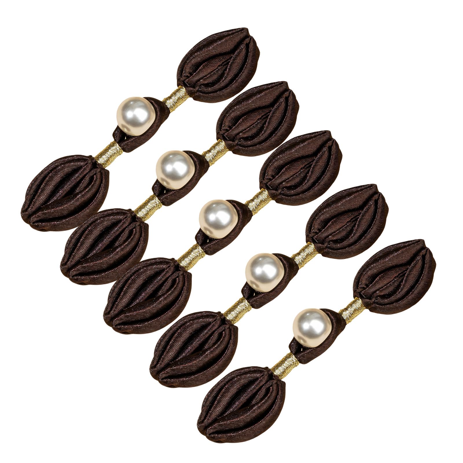 Zxfdsfdbnm Dark Coffee 5Pcs Pearls Embellished Chinese Knot Button Cheongsam Knot Button Fasteners For Wedding Dress Cloak Coat Garment Making Clothing Accessories