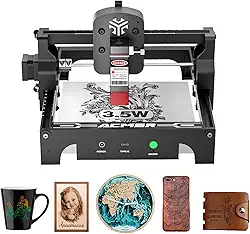 Acmer Máquina de gravação a laser, cortador e gravação a laser de alta precisão de 3500 mW, área de trabalho de 130 x 130 mm para madeira e metal, gravador a laser DIY