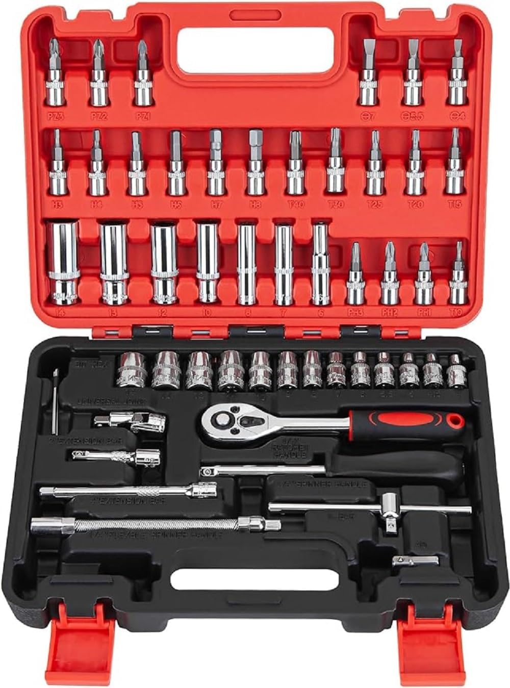 WIDERZONE 53 Pieces 1/4 inch Drive Socket Ratchet Wrench Tool Set, with Bit Socket Set Metric and Extension Bar for Auto Repairing and Household, with Storage Case.(black) (B0DC6JY974) Amazon Price History, Amazon Price Tracker
