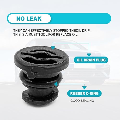 Miniatura 4 de Paquete de 6 tapones de drenaje de aceite y 1 herramienta de eliminación de drenaje de aceite compatible con Volkswagen 1.8L 2.0L reemplazo de