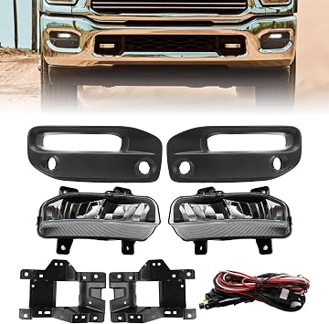 LED Fog Light Compatible with 2019 2020 2021 2022 Dodge Ram 2500 3500, Front Bumper Fog Lights Assembly with Lamp Bracket Wires Switch