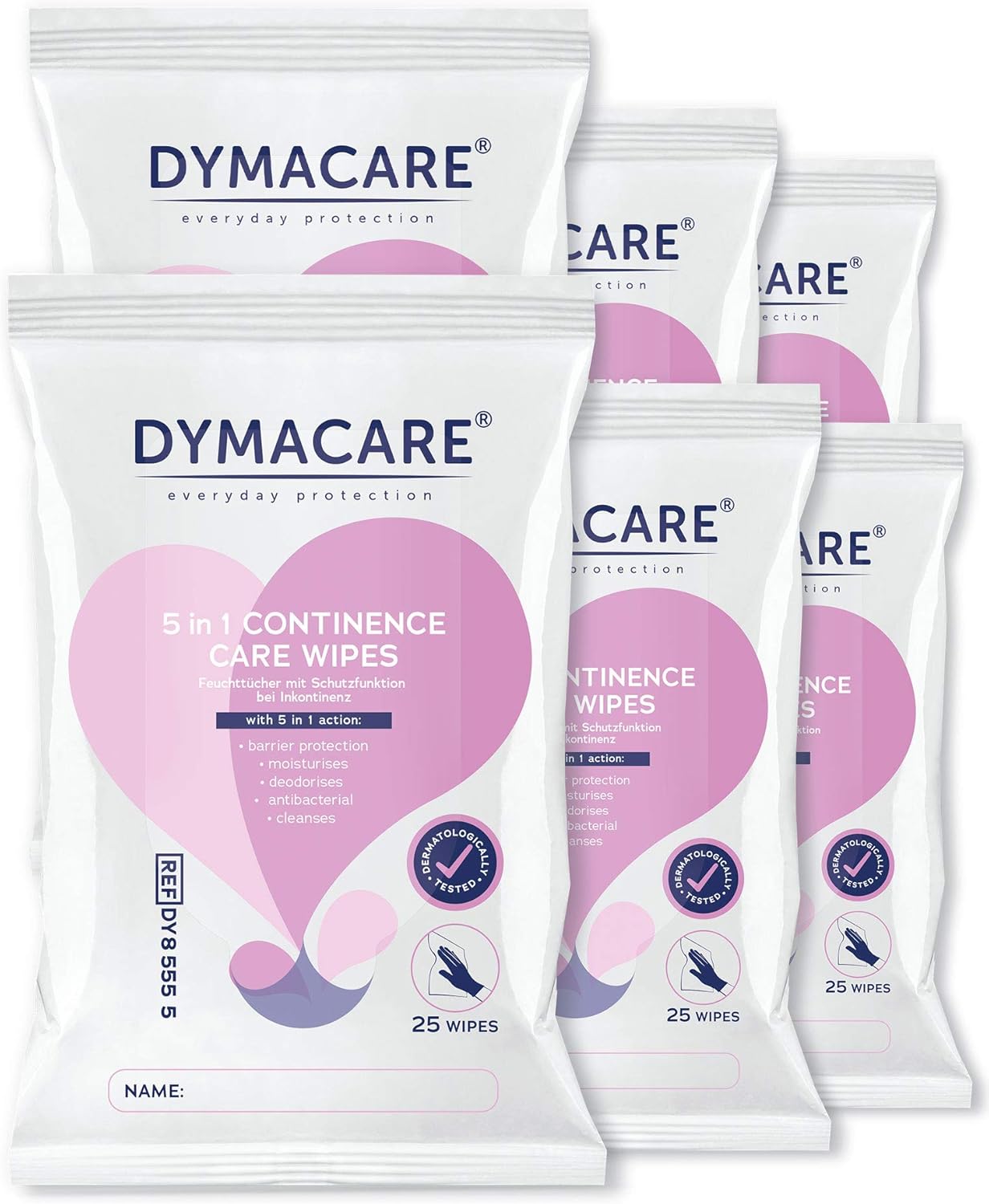 DYMACARE 5 in 1 Continence Care Wipes Adult Scented Premium