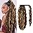 Corn Wave Ponytail Extension Clip in - 22 Inch Long Wavy Curly Wrap Around Pony Tail Heat Resistant Synthetic Hairpiece for Women (Brown Mixed Blonde 8H27)