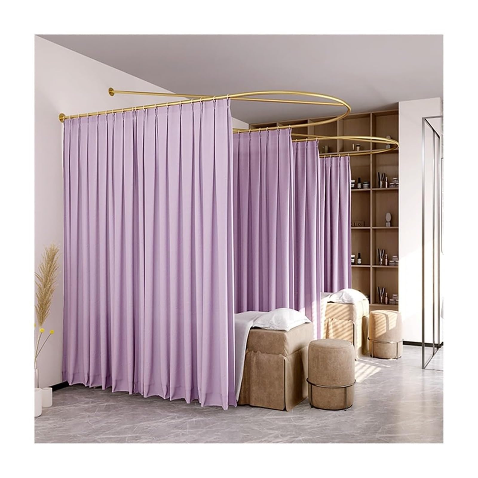 WQPMNYG d Partition Curtain with Flat Hooks & Support RodPerfect for Privacy in Fitting Rooms Bedrooms and Living SpacesStylish Room Divider Solution