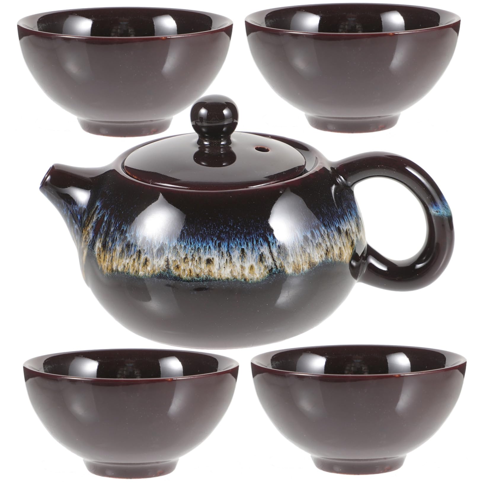 Garneck Service à Thé Design Élégant et Unique en Céramique avec Théière et Tasses Résistant la Chaleur Facile à Nettoyer Maison Bureau
