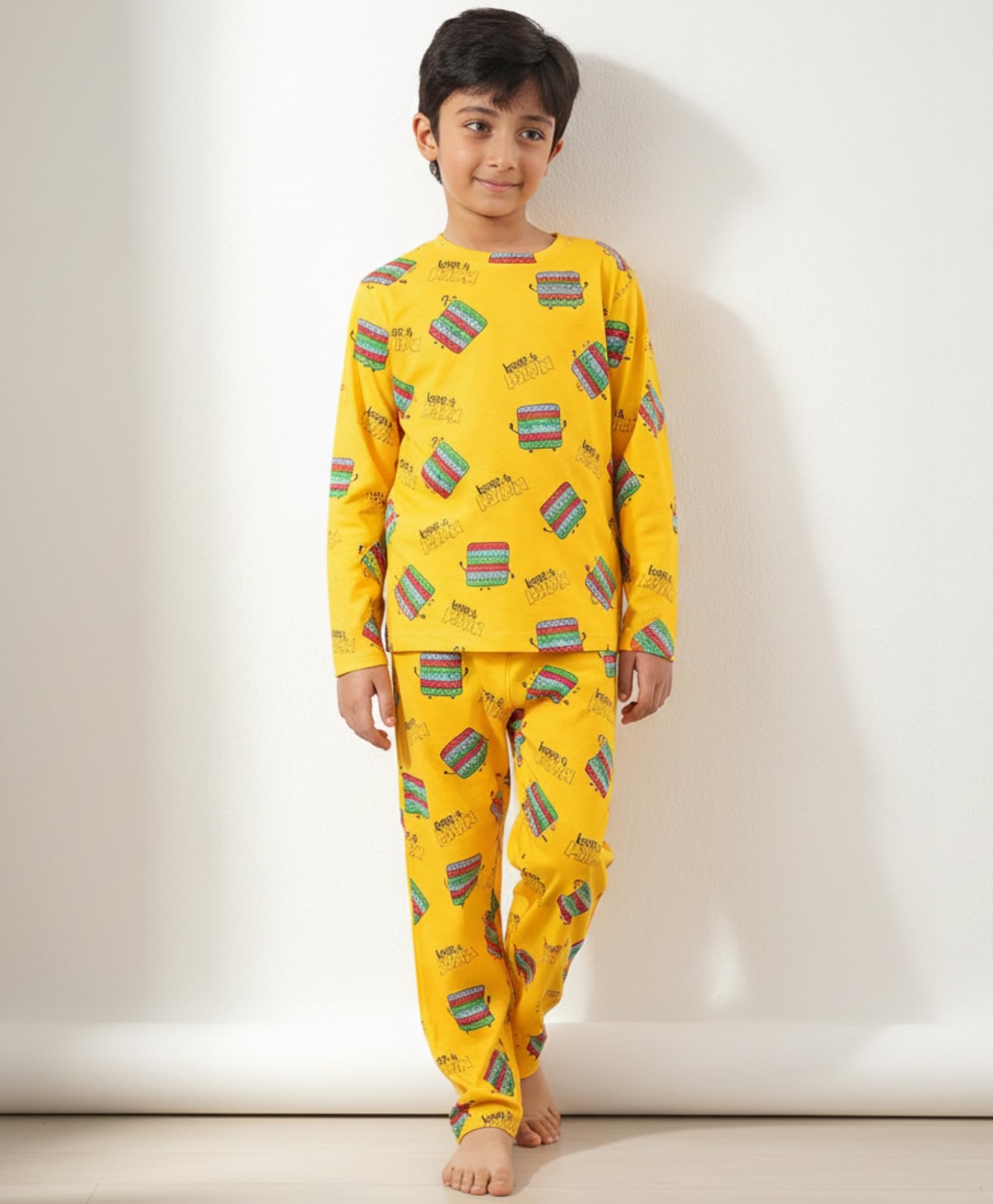 Anthrilo Cotton Blend Pop It Boys Yellow Pyjama Set (5-6 Years_Multicolored) - Image 2 thumbnail