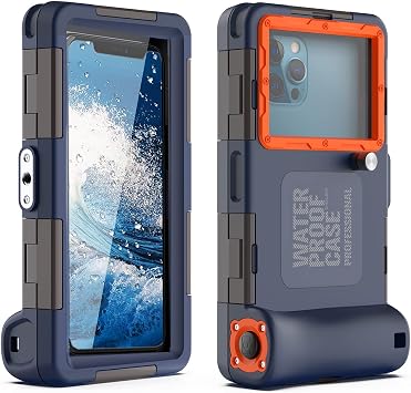 Dive Smartphone Case Underwater Photography Video Housing with Strap 50ft/15M Snorkeling Waterproof Phone Case for iPhone 11/12/13 14 Series Samsung S22/S21/S20 LG Motorola Google Navy Blue