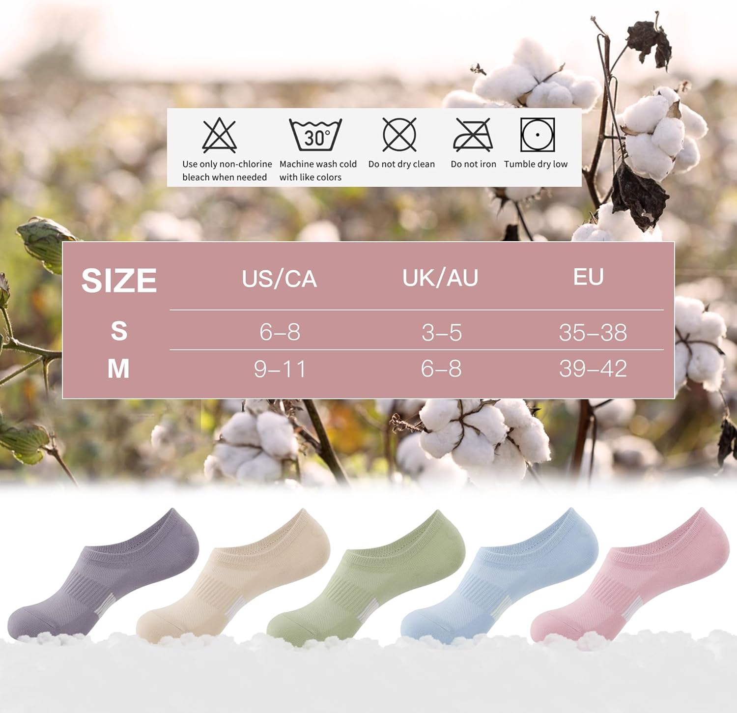 No Show Socks Womens Low Cut Non Slip Athletic Cotton Invisible Women Sock 5 Pairs - Image 7