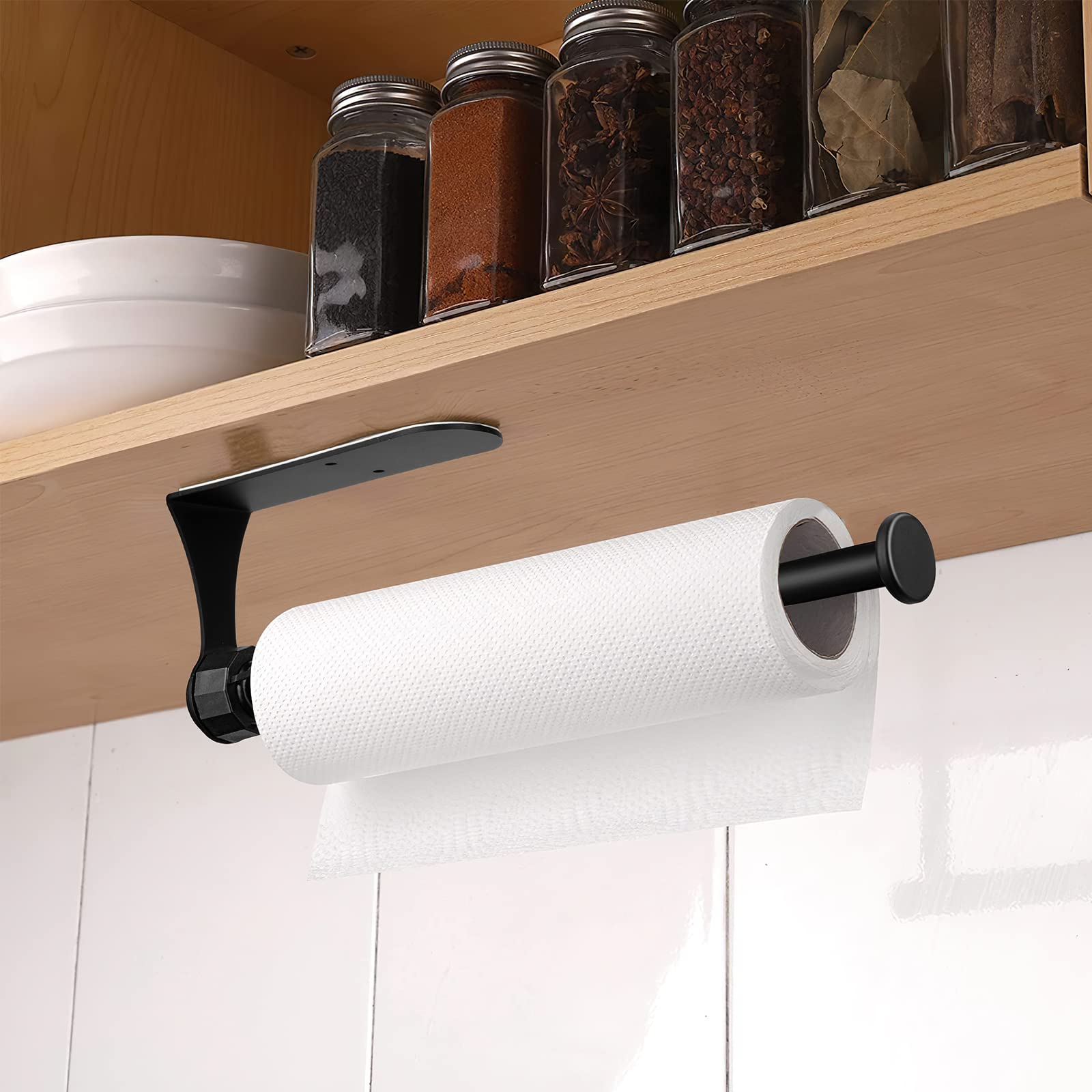 VonBueren Portarotolo Da Cucina | Senza Foratura | Montaggio Sotto Mobile O A Parete | Nero | Organizzatore Carta - Foto 9