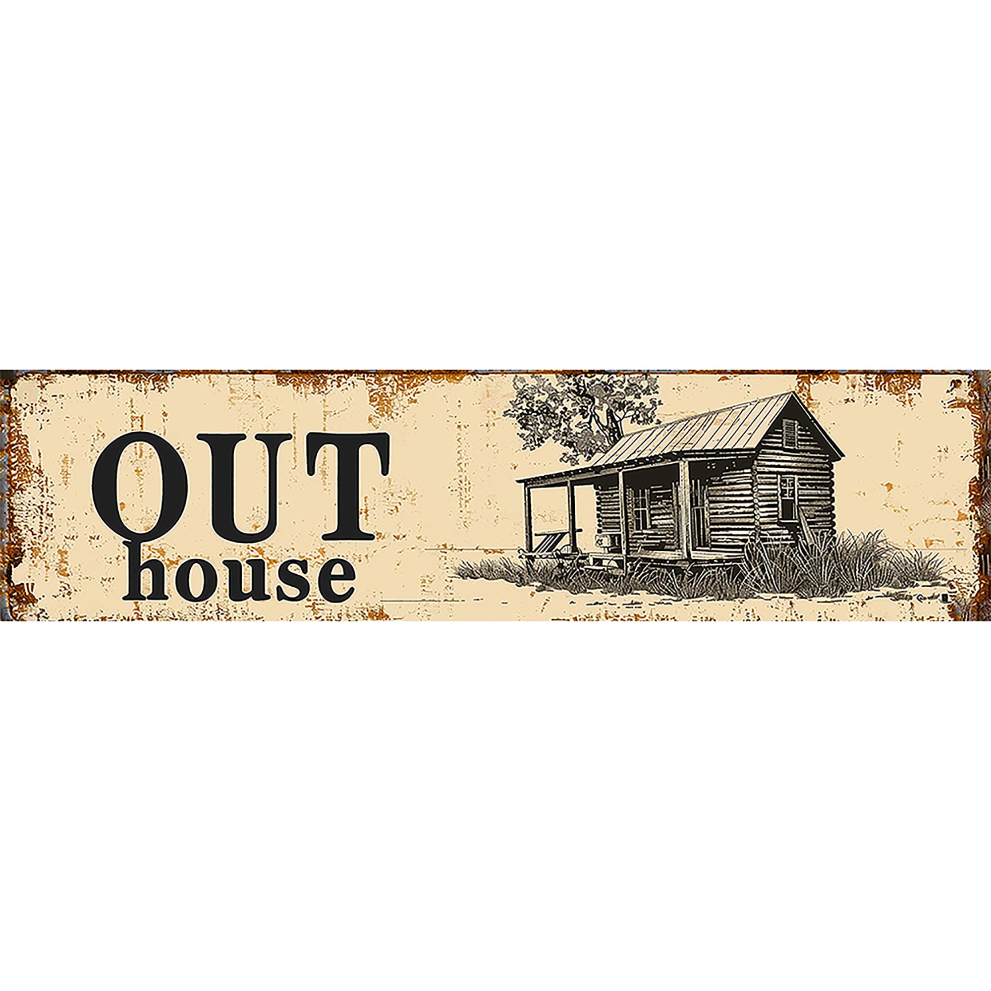Outhouse Aluminum Metal Plaque Rustic Tin Sign Retro Wall Decor 4x16 Inch