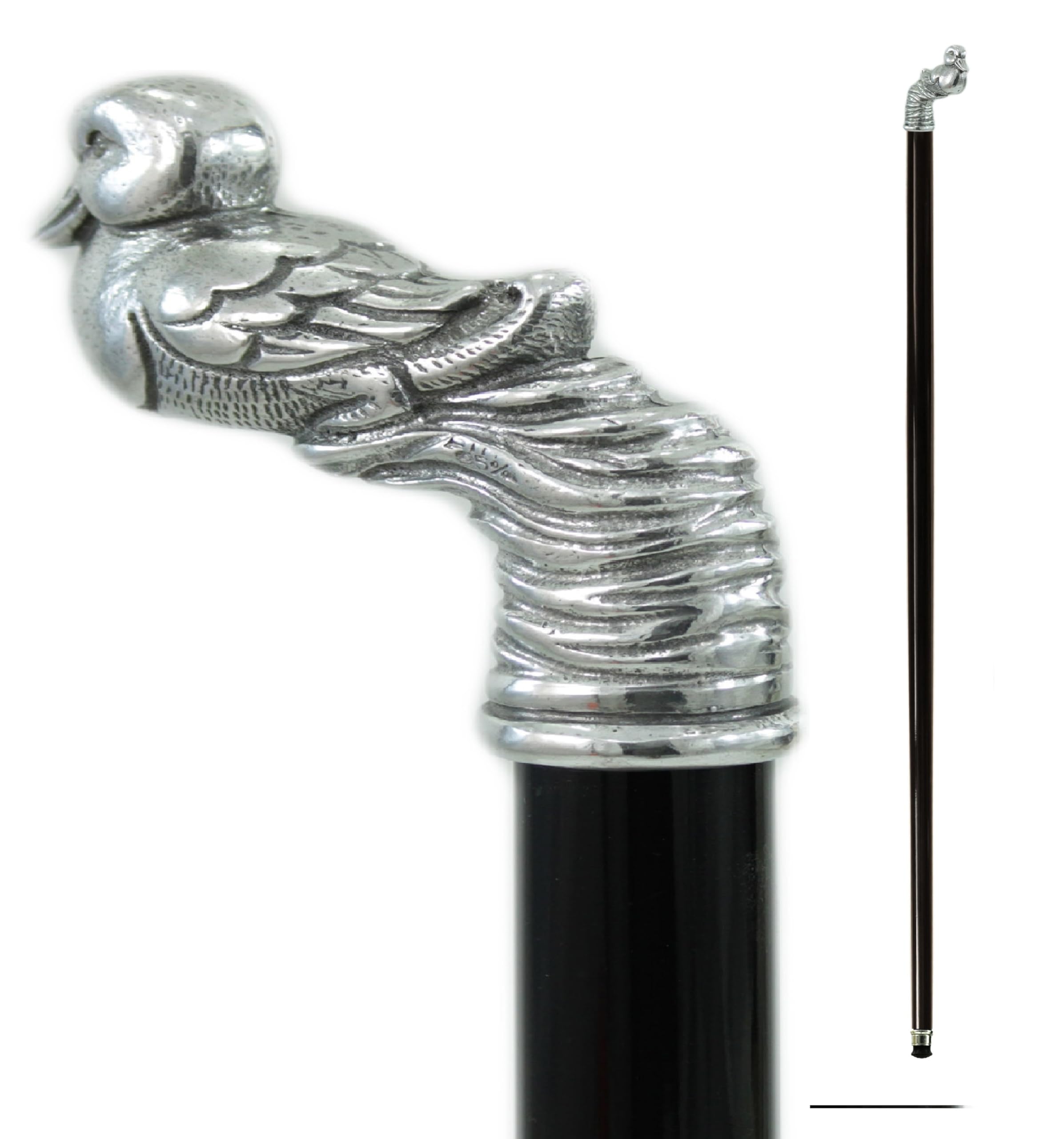 Bastón de paseo de madera y peltre elegante sólido para ceremonia hombre y mujer lujo personalizado único hecho a mano CAVAGNINI Italy (Faje natural)