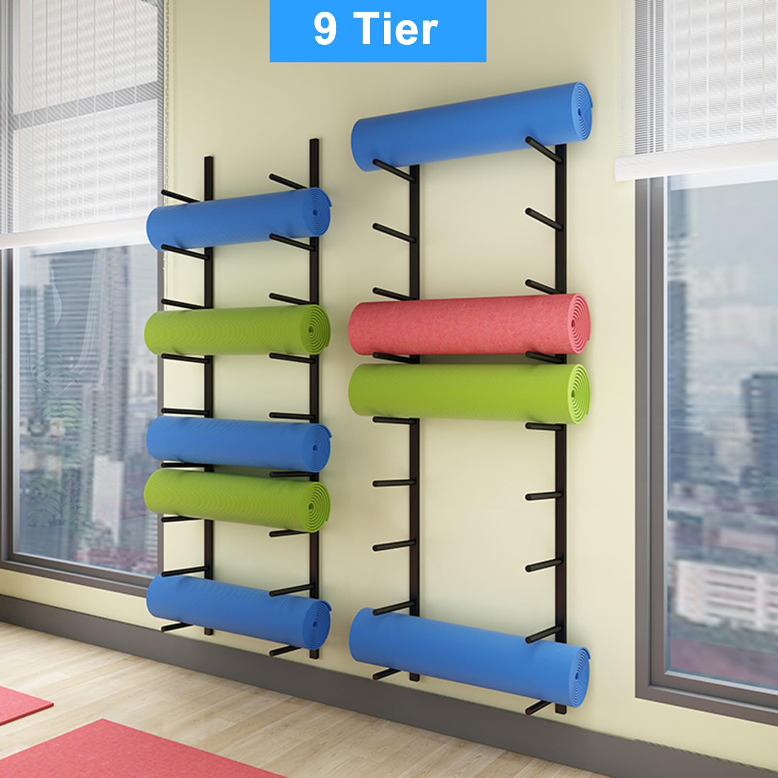 Support de tapis de yoga multi-couches de grande capacité pour studio de yoga, salle de sport à domicile