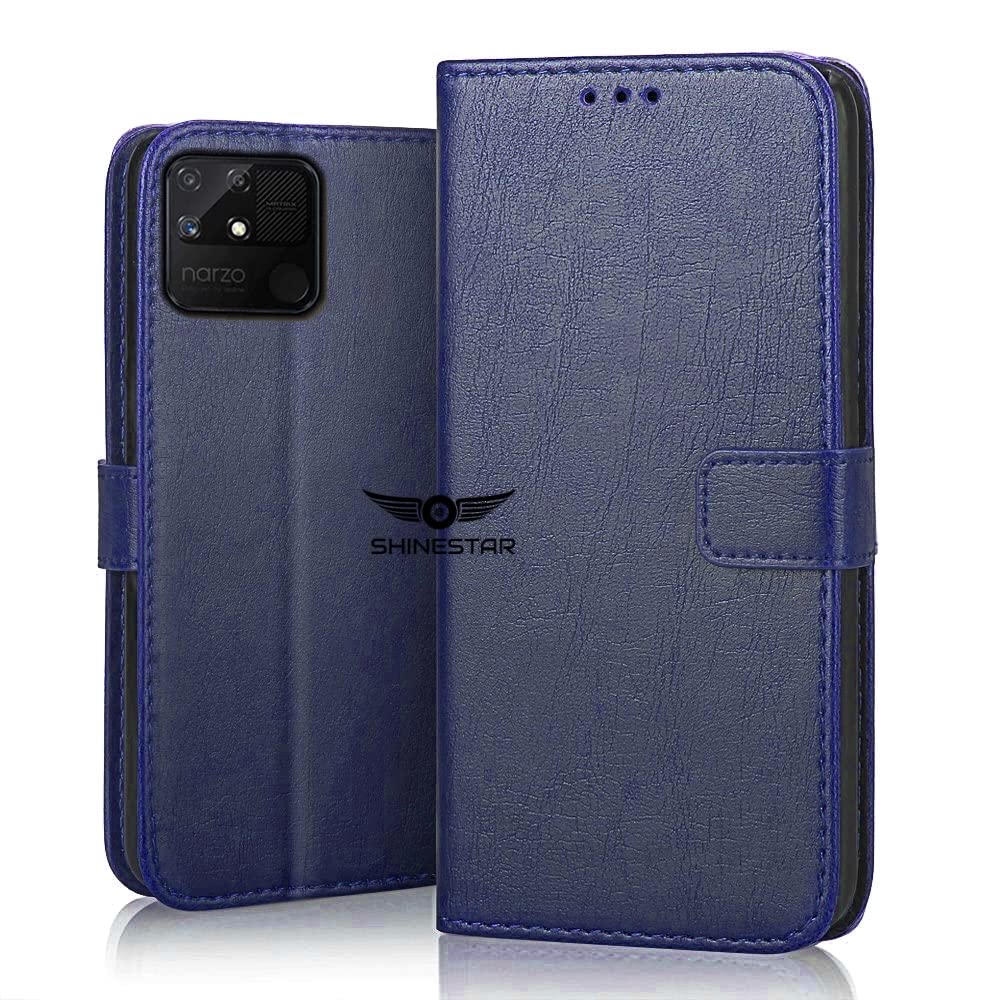 SHINESTAR Realme Narzo 50A Flip Back Cover | PU Leather Flip Cover Wallet Case with TPU Silicone Case Back Cover for Realme Narzo 50A - (Ultimate Blue) (B09JKL5PG6) Amazon Price History, Amazon Price Tracker