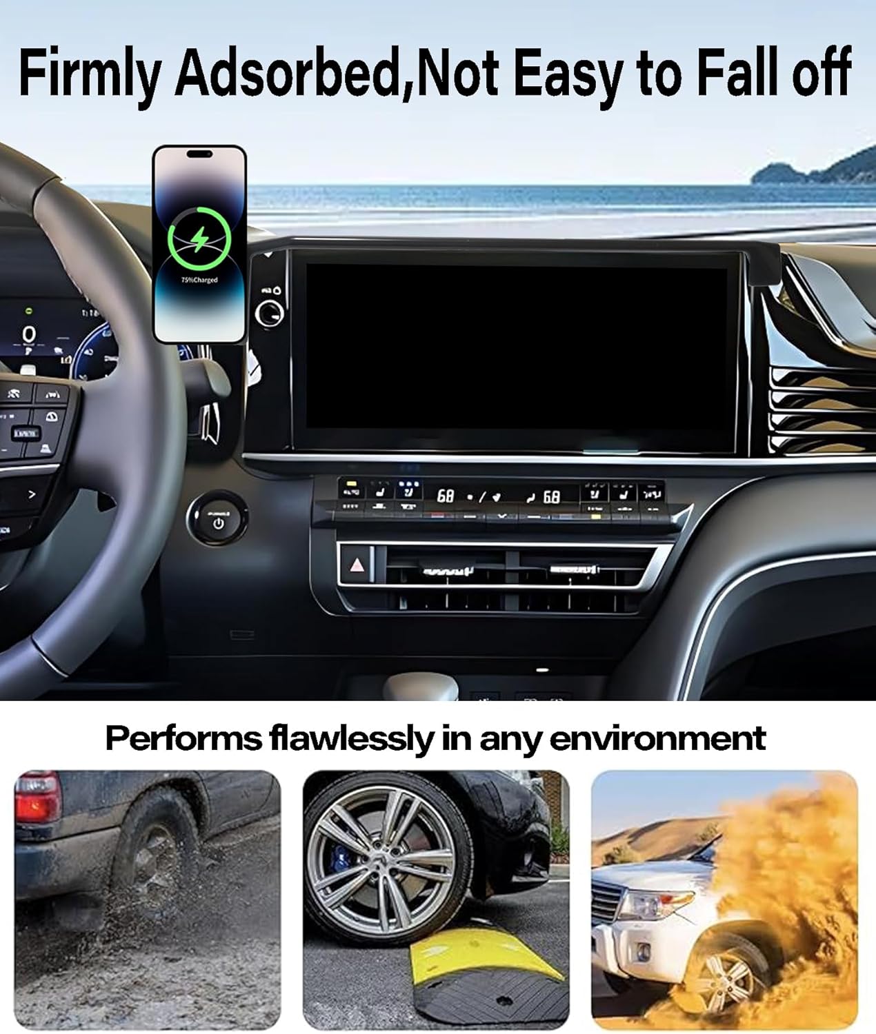 Car Phone Holder for c 2025 2026 Accessories 15W MagSafe Fast Wireless Charger Cell Phone Mount Apply to 12.3 Inch Touch Screen Fixed Clip 360° Rotation
