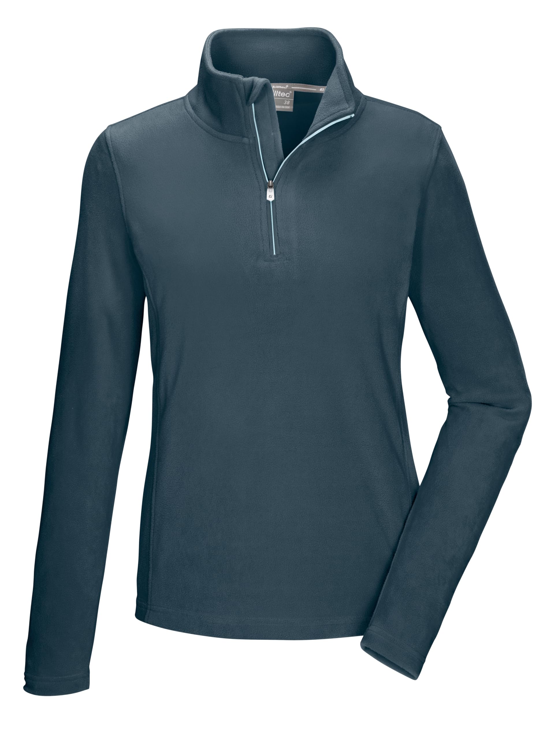killtec KSW 62 WMN FLC SHRT Women's Fleece Shirt with Stand-Up Collar and Zip, Light Petrol, 42, 43462-000